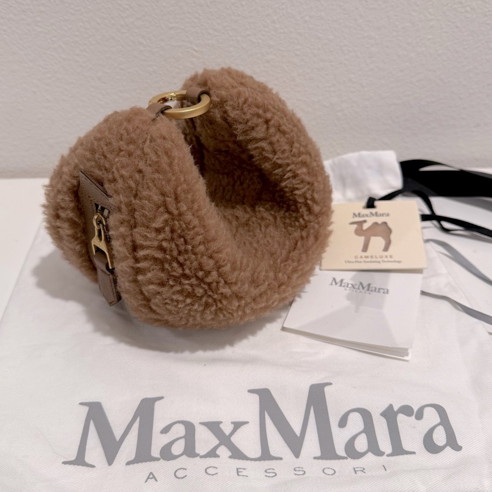 MaxMara Teddy Wristlet Clutch Bag Camel Brown